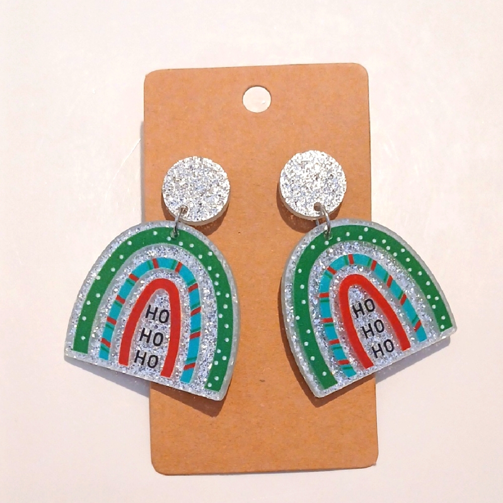 Fashion Jewelry Green and Silver Festive Earrings